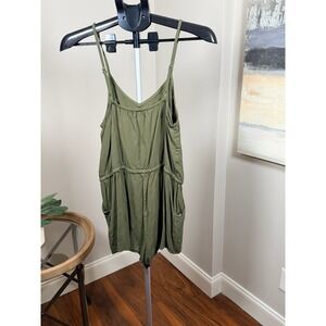 Old Navy Womens Olive Green Rayon Cami Romper Adjustable Straps Size S